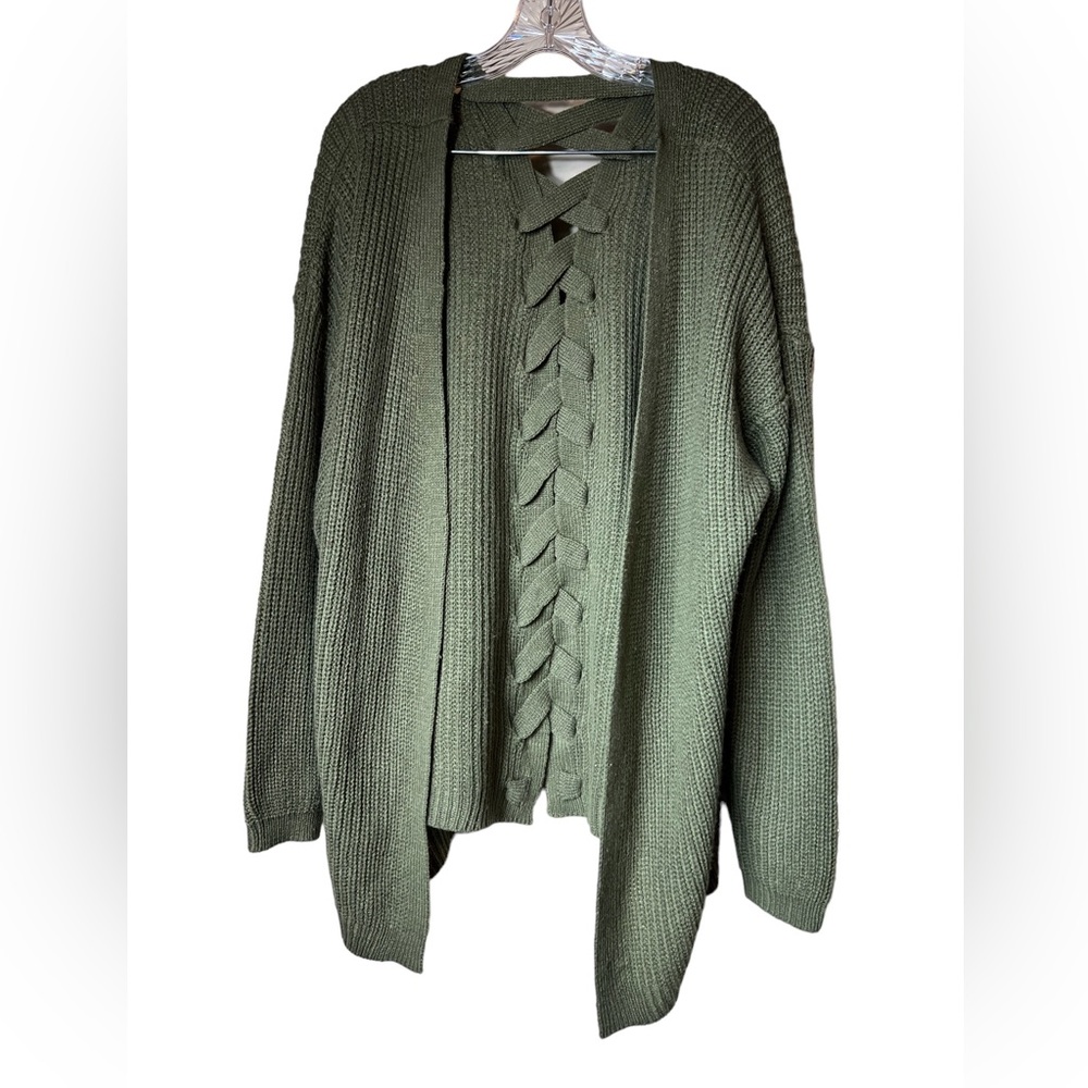 Like New Derek Heart Green Cable Knit Cardigan- Size 3X